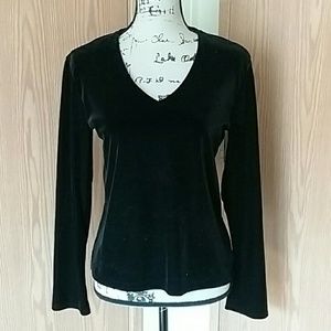 Med Black Velvet Long Sleeve Eddie Bauer Top